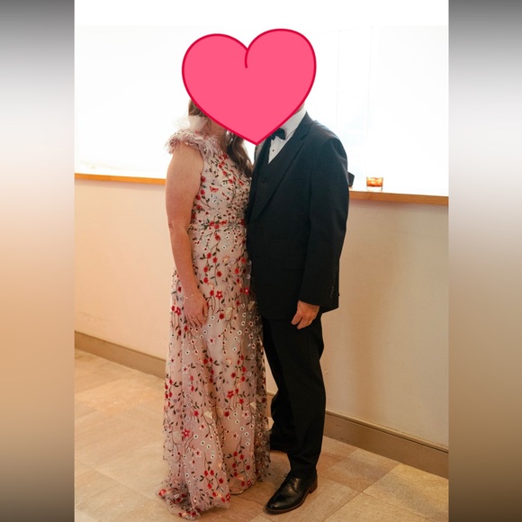 Mac Duggal Embellished Ruffled One Shoulder A Line Gown Rose Multi 8 - Picture 9 of 9